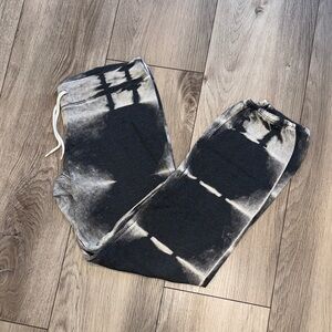 Monrow Black and White Tie-Dye Sweatpants